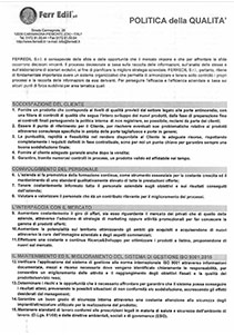Ferr Edil s.r.l. - certificazione politica qualità