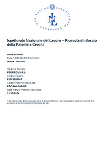 Ferr Edil s.r.l. - ricevuta patente a crediti